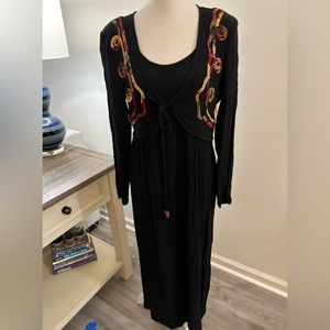 Vintage Carole Little Long Sleeve Black Maxi Dress - Size 8